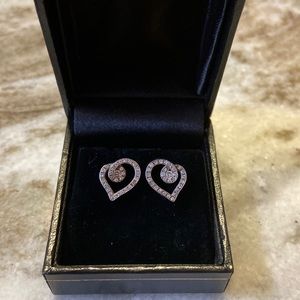 Heart Diamond Stud Earrings Loves Embrace